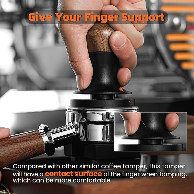 MHW-3BOMBER 58.5mm Espresso Tamper - 3 Spring Loaded Coffee Tamper with Sound Feedback - Barista Tamper Tool Espresso with 15lb / 30lbs Replacement Springs - Walnut Handle SUS304 Flat Base T7067F-OS