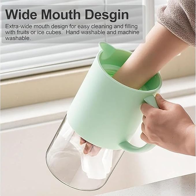 Delove Cold Brew Coffee Maker with Auto Spout – Shatterproof Plastic Shell, Wide Mouth Design – 62 oz (1.9 Quart) Iced Tea Glass Carafe with Removable Removable Mesh Filter (1, Light blue)