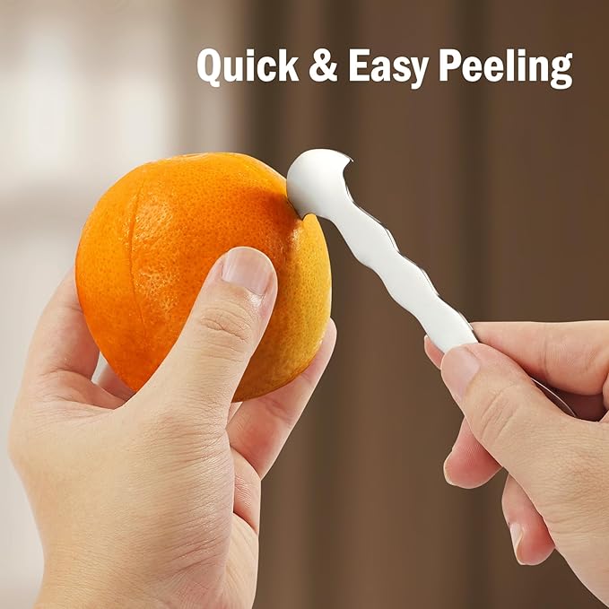2 Pcs Stainless Steel Orange Peeler Citrus Peeler Fruit Remover Opener Ergonomic Safe Cutter & Slicer Tool for Grapefruits, Lemons