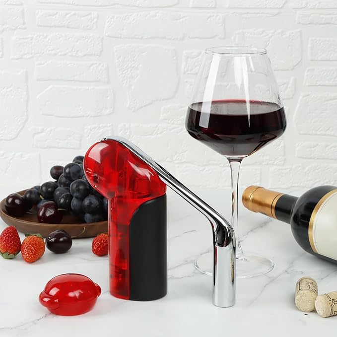 KAYCROWN Wine Bottle Opener - Vertical Lever Corkscrew Wine Opener - Clear and Red, 7.16in * 2.28in * 7.4in