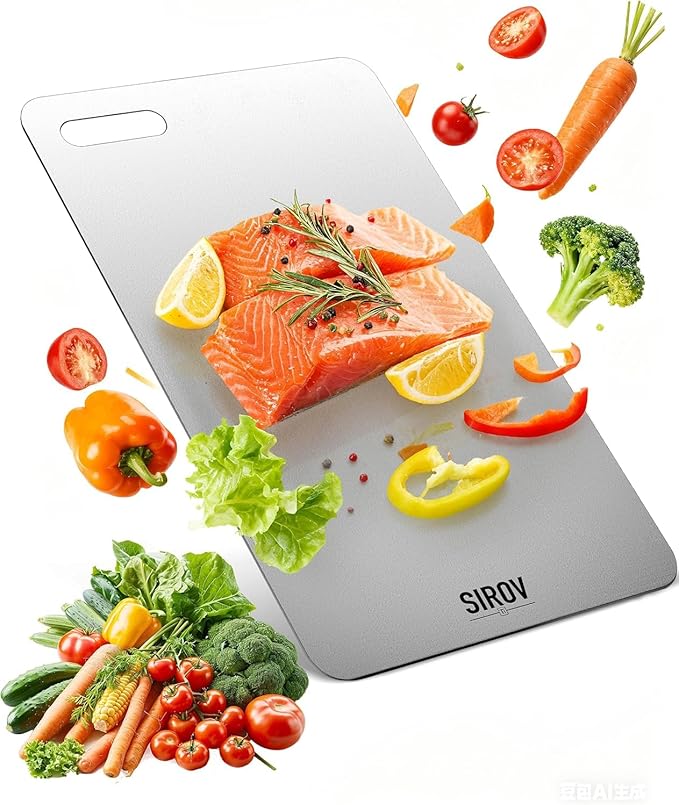 Titanium Cutting Board, 100% Pure Titanium Cutting Boards For Kitchen, Best Non Toxic titanium chopping board, Dishwasher safe, Hygiene and Durability for Meat, Fruit, and Vegetables (12.5L*8W)