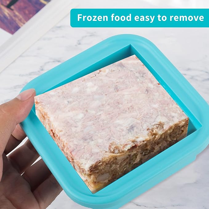 Silicone Freezing Tray with Lid - 2-Cup 4 Pack Freezer Containers,Make 1 Perfect Freezing,Storing Soups, Foods, Stews, Dips or Sauces Simple and Convenient Color Aqua