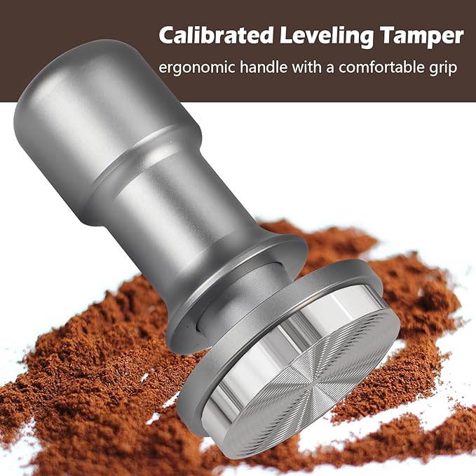 PUSEE 53mm Espresso Coffee Tamper,Premium 30lb Calibrated Espresso Tamper Upgrade Coffee Tamper with Spring Loaded, Stainless Steel Ground Tamper for Barista Home Coffee Espresso Accessories