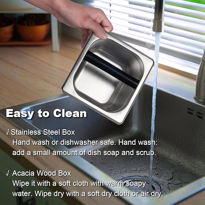 Knock Box Espresso - Coffee Knock Box and Tamp Station for Espresso Coffee Grounds Puck, Tamping Station Large Capacity Non-Slip Base Stainless Steel Dump Bin Barist Tools Quiet Design