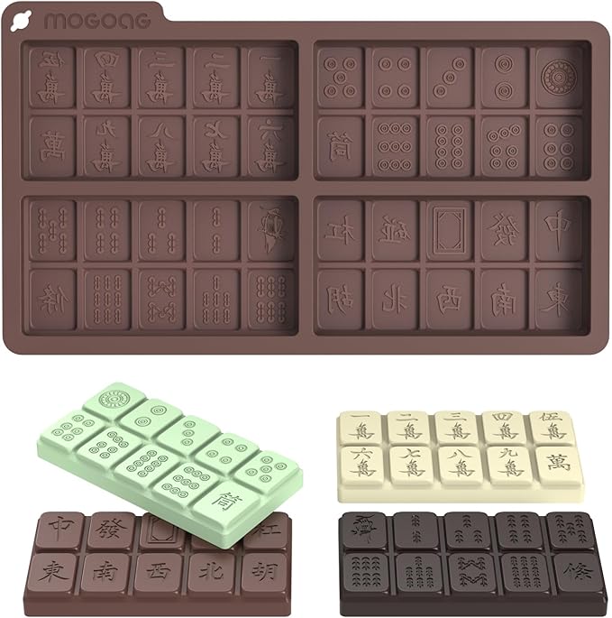 Chocolate Bar Mold, Non-Stick Chocolate Molds, Food Grade Silicone Mahjong Candy moldfor Stuffed Bar for Dubai Pistachio, Candy, Snacks