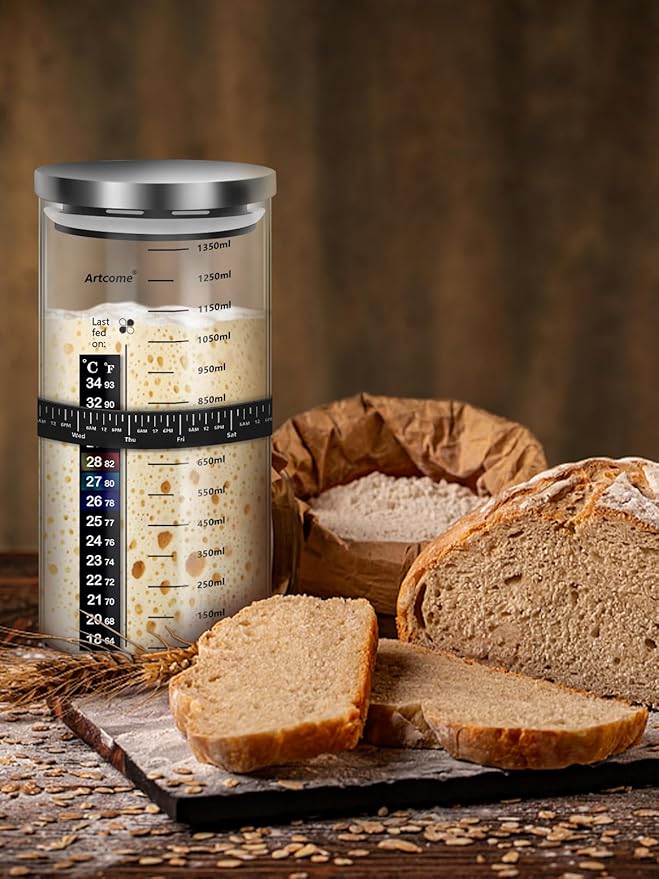 Sourdough Bread Baking Kit - Breads Making Tools - Complete Sourdough Starter Kit with Proofing Baskets, Jar, Dough Whisk, Pastry Mat, Bread Knife & Tools - Gifts for Bakers Women & Moms