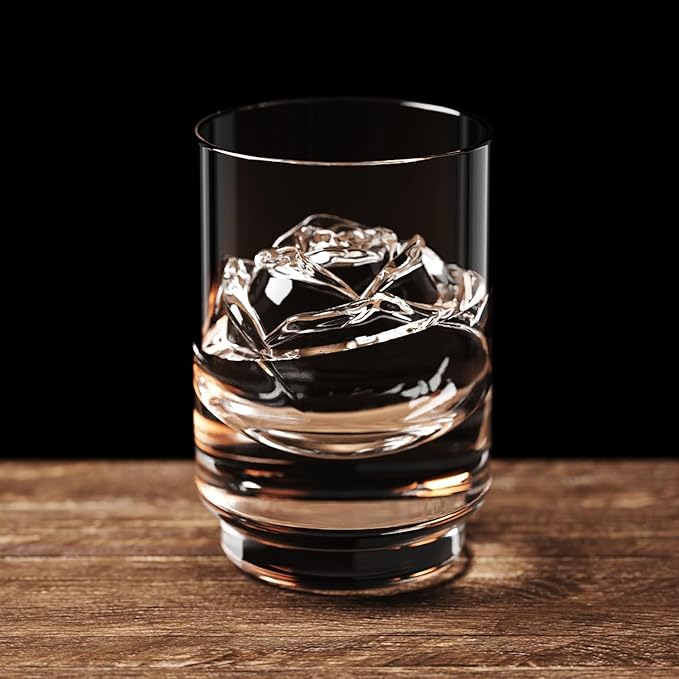 Rose Clear Ice Cube Maker: 2.5 Inch Crystal Clear Ice Cube Tray - 3D Rose Large Ice Ball Maker - Flower Shape Ice Cubes for Whiskey Cocktails Bourbon