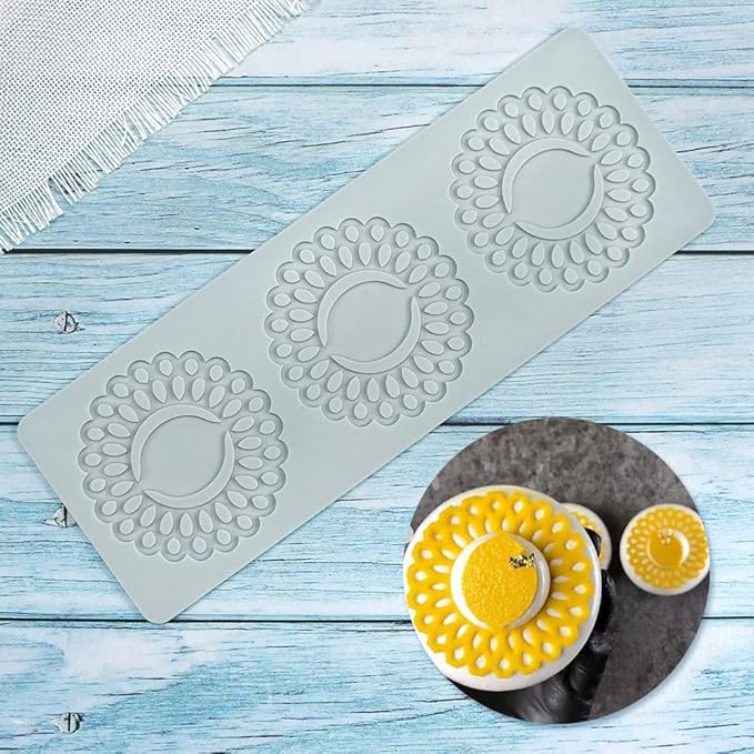 Silicone Molds 3D Hollow Leaf Chocolate Molds Honeycomb Bee Candy Mold Flower Pattern Fondant Mold Cake Topper Sugar Craft Decoration (R_Sunflower_10.08 * 3.56 * 0.08inch)