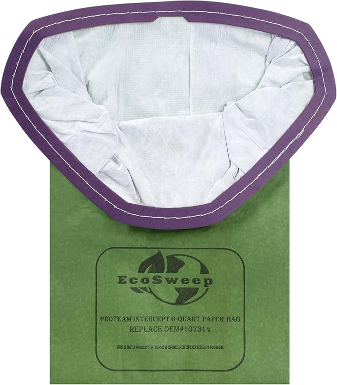 12Pack 107314 Backpack Vacuum Filter Bags Compatible with ProTeam 6 QT and ProTeam Vacuum Parts – Vacuum Bags for Vacuum Cleaner, Ideal Replacement Spence Vac Bags - Durable Vacuum Bags