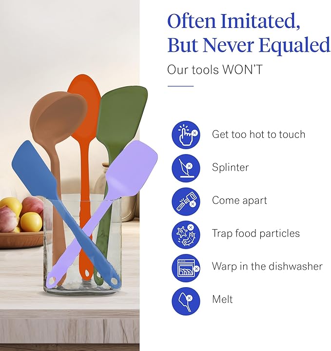 GIR: Get It Right 5 Piece Silicone Ultimate Kitchen Utensils Set - Ladle, Spatula, Flip, Spoon & Spoonula - Non-Toxic Cooking Utensils for Nonstick Cookware, Cooking and Baking - Mediterranean