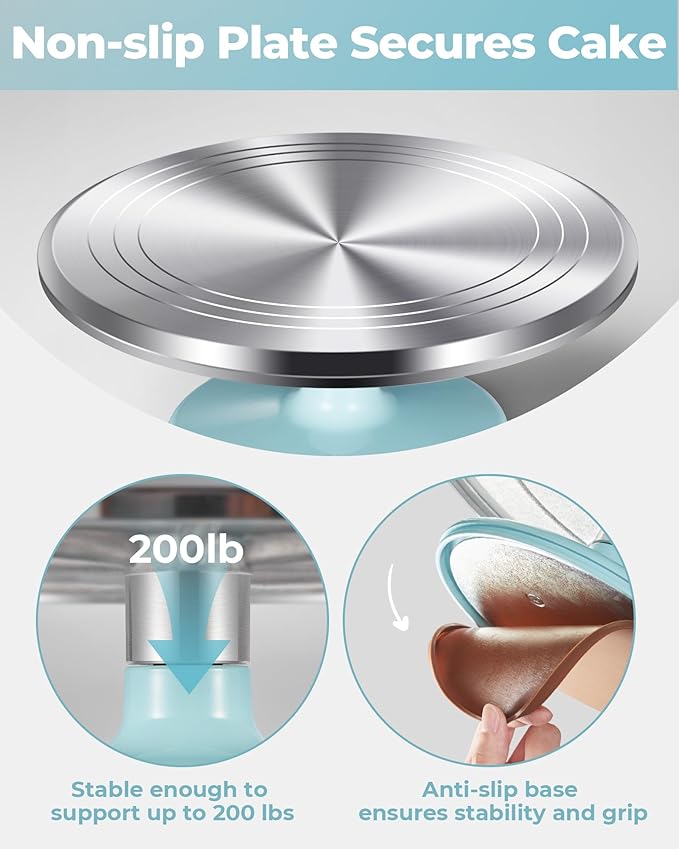 Kootek Aluminium Alloy Revolving Cake Stand 12 Inch Rotating Cake Turntable for Cake, Cupcake Decorating Supplies