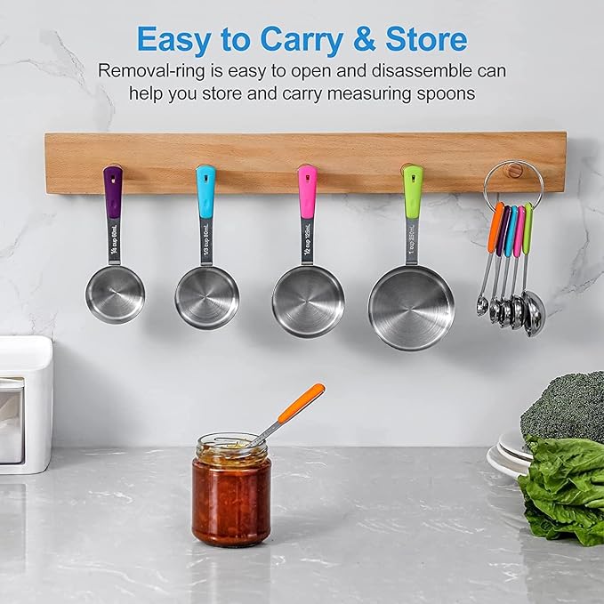 Stainless Steel Measuring Cups Set (8 Cups, Colorful)