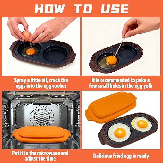 Microwave Egg Cooker - Egg Cooker Microwave, Multi-use Microwave Egg, Cooker & Poacher for Breakfast Sandwiches, Save Time,Portable,Microwave Egg Fryer for Home,Travel,Gifts(Orange)