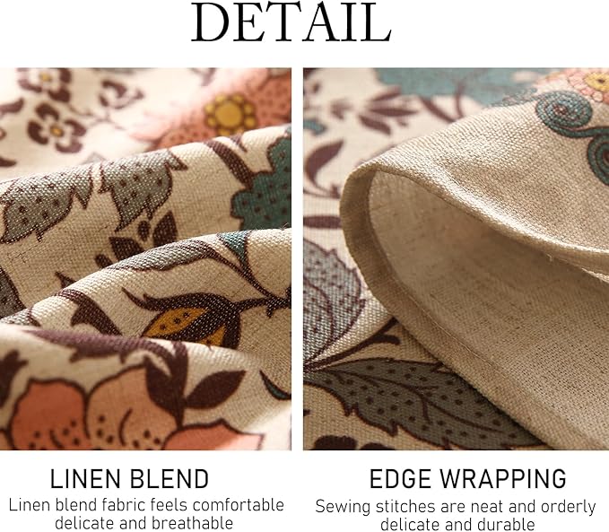 ISAENNE Designer Boho Floral Table Cloth for Rectangle Table,Linen Lotus Flower Pattern Colorful Tablecloth,Durable Decor Tablecloths for Dining Thanksgiving Kitchen Christmas,55"*79"-Hazel A