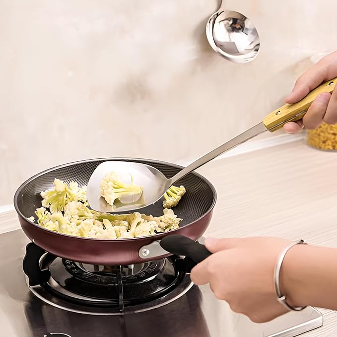 FJNATINH Cooking Utensils - Spatula and ladle Set with Wood Handle, 6 Pieces Wok Utensils Tools - Wok Accessories Cookware Set
