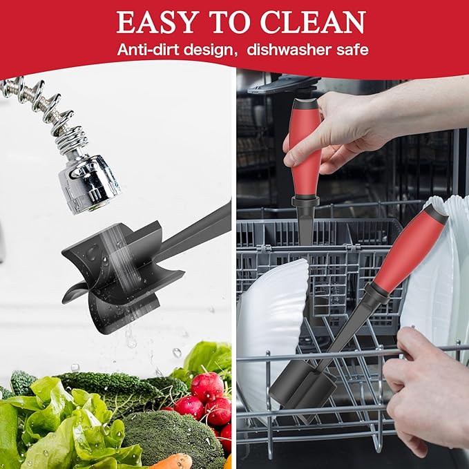 2 Meat Chopper, 5 Curve Blades Ground Beef Masher, Heat Resistant Meat Masher Tool for Hamburger Meat, Ground Beef, Turkey and More, Nylon Hamburger Chopper Utensil Non-scratch Utensils-red