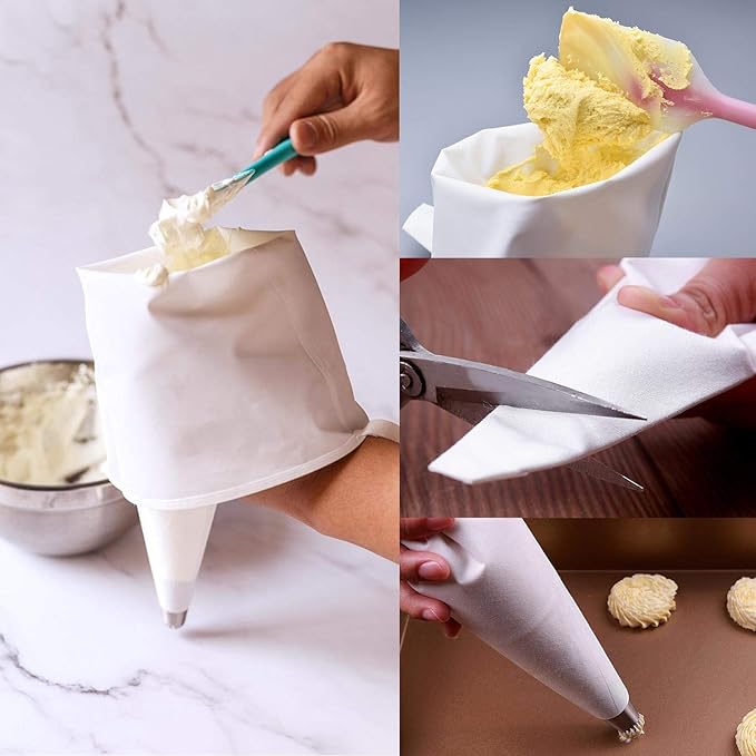 LoveBB 3 Pack Reusable Pastry Piping Bags, 14, 16, 18 Inch Canvas Cake Decorating Bags