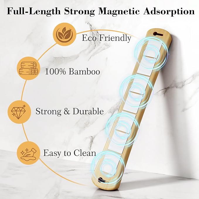 Magnetic Knife Holder for Wall, 18 Inch Large Bamboo Knife Magnetic Strip, Housewarming Gifts for New Home, Kitchen Wall Storage Space Savers, Farmhouse Kitchen Utensil Organizer Essentials