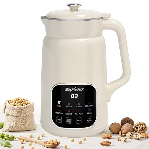 60oz Nut Milk Maker Machine: 8 in 1 Soy Milk Maker with Delay Start/Keep Warm/Self Clean, Food Processor for Soy/Nut/Oat Milk, Juice, Milkshake, Rice Paste and Boil Water, Kitchen Blender