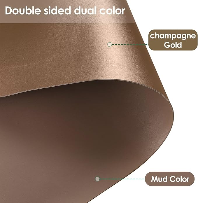 Leather Table Cover,1.8mm Thick,36x48 Inch Table Protector,Table Protector for Dining Room Table,Table Pads for Dining Room Table.(Mud Color+Champagne Gold,36x48)