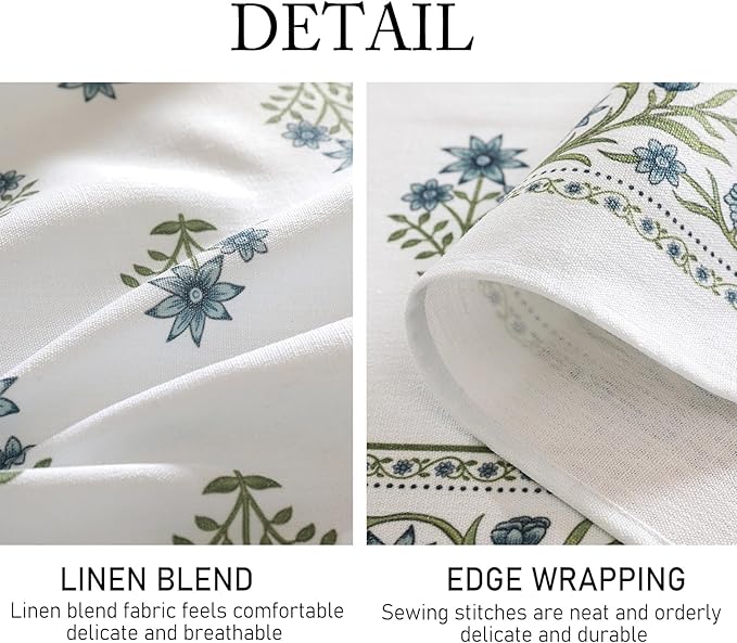 ISAENNE Designer White Linen Square Tablecloth,Chinoiserie Floral Elegant Indoor Table Cloth,Fall Stain Proof Decor Tablecloths for Dining Thanksgiving Kitchen Party,67"*67"-Mosella F