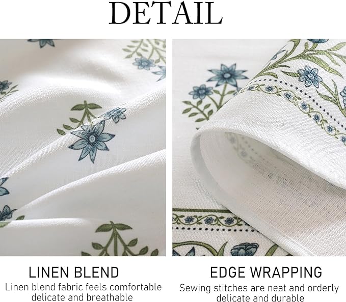 ISAENNE Designer White Linen Small Square Tablecloth,Chinoiserie Floral Elegant Indoor Table Cloth,Fall Stain Proof Decor Tablecloths for Dining Thanksgiving Kitchen Party,55"*55"-Mosella F