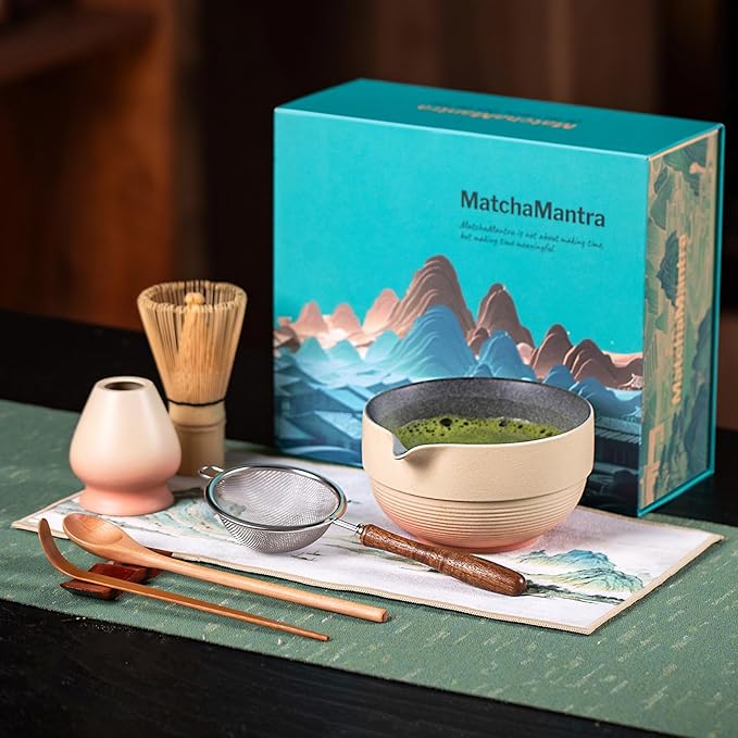 Premium Matcha Ceremony Set – Complete 9-Pcs Ritual Kit with Hand-Tuned Bamboo Whisk, Ceramic Bowl, Scoop & Sifter– Presented in Luxury Magnetic Gift Box, Perfect for Gifting or Self-Care