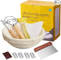 Banneton Bread Proofing Basket Banneton Basket Set Sourdough Proofing Basket Round Proofing Bowls Handmade Rattan Baskets and Liners (Round of 1 Gift Set)