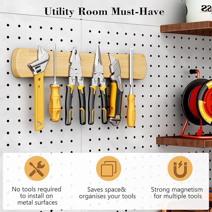Magnetic Knife Holder for Wall, 10 Inch Bamboo Strong Magnetic Knife Strip, Small Kitchen Storage Space Savers, Rv/Apartment/Farmhouse Accessories Organizer, Housewarming Gifts for New Home