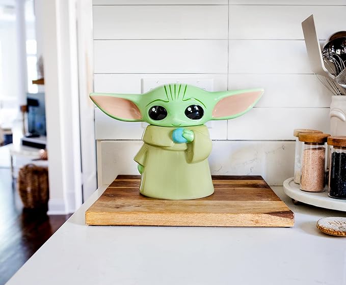 STAR WARS: The Mandalorian Grogu The Child 13-Inch Ceramic Cookie Jar Container With Lid | Kitchen Storage For Snacks