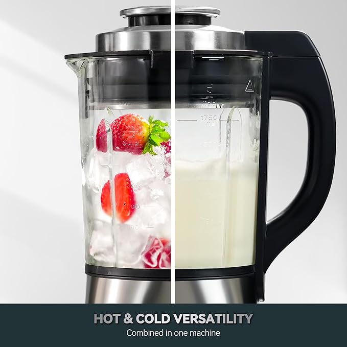Premium Stainless Steel Glass Blenders for Kitchen – 1500W Motor, 9 Adjustable Speeds, 14 Pre-Programmed Functions, BPA-Free Glass Jar, Nut Milk, Smoothies, Soups, Baby Food, One-Touch Auto Clean