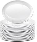 Dandat 36 Pcs Large Serving Platters Oval Trays White Plates Serving Dish for Wedding Party Restaurant Home Steak, Taco, Sushi, Appetizer, Cake (14 Inch)