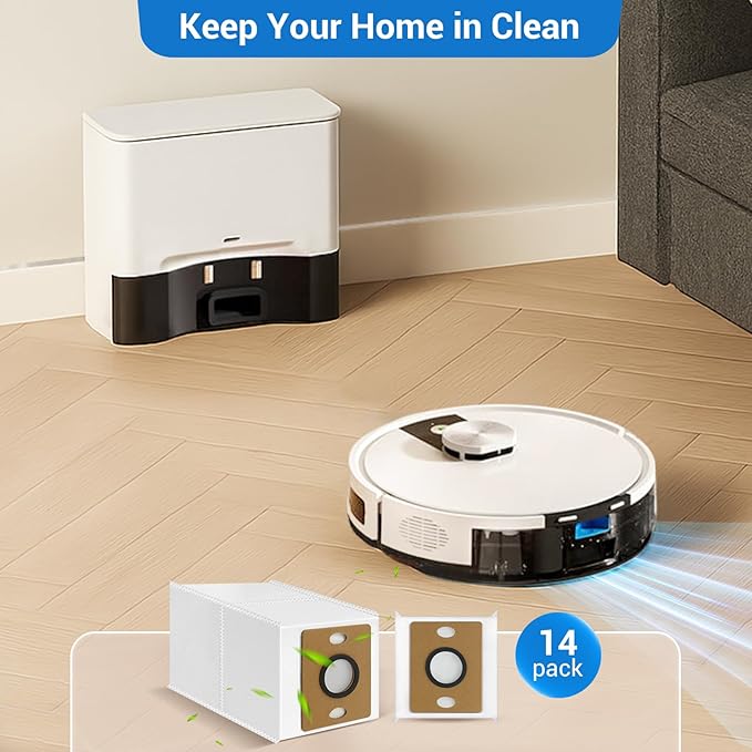 14 Pack A30 Pro Dust Bags for ILIFE A12 Pro/A30 Pro/V9/V9 Pro/Robot Vacuum Bags 3.2 L Large Capacity Heavy Duty Bags for Home Vacuum