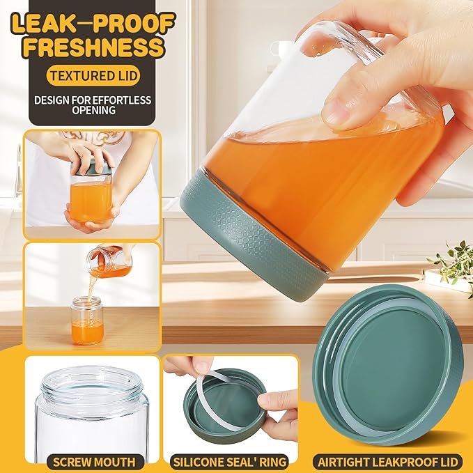16 oz Glass Jars with Airtight Lids, Wide Mouth Mason Jars, Glass Storage Containers for Fruit, Overnight Oats, Salad Dressing, Sauce, Cereal, Yogurt, Snacks (6)