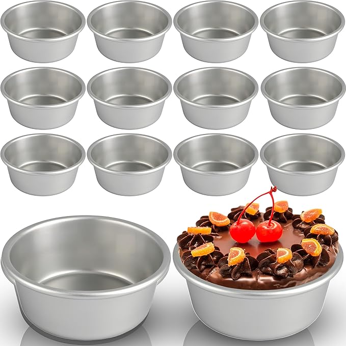 16 Pcs 4 Inch Round Cake Pans Nonstick Aluminum Round Cake Pan Mold Small Smash Cake Baking Pans for Home Baking Cheese Cake Pizza Quiche Leakproof and Easy Release