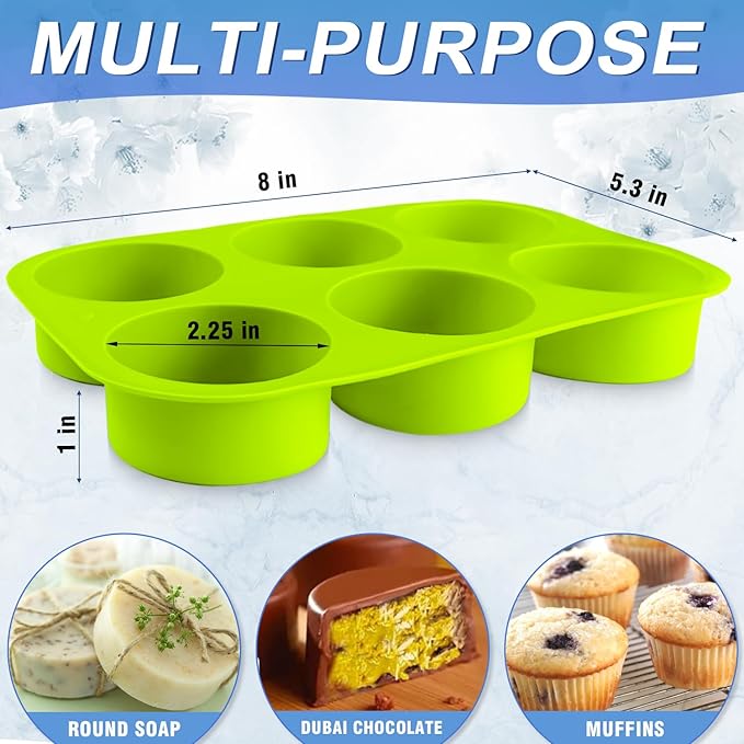 Walfos Oreo Molds Silicone, Non-Stick Round Chocolate Covered Oreos Mold for Candy, Cookies, Pudding, Soap, Jello, Set of 4 (Blue/Green)