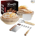 Banneton Bread Proofing Basket Set | 9" Round & 10" Oval Sourdough Proofing Baskets with Linen Liners | Natural Rattan Banneton Baskets for Bread Baking | Includes Sourdough Tools