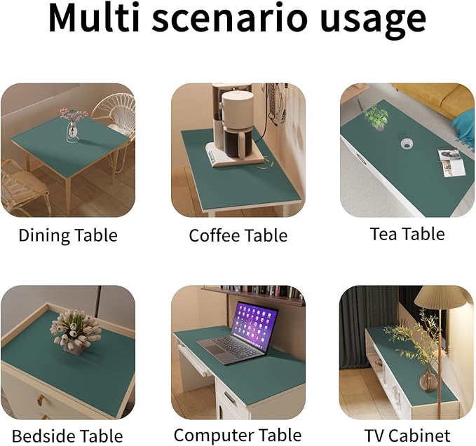 Leather Table Cover,1.8mm Thick,30x60 Inch Desk Cover,Large Desk Mat,Table Protector,Table Cover Protector,Dining Table Cover Protector,XL Desk Mat(Aqua Blue+Gray,30x60)