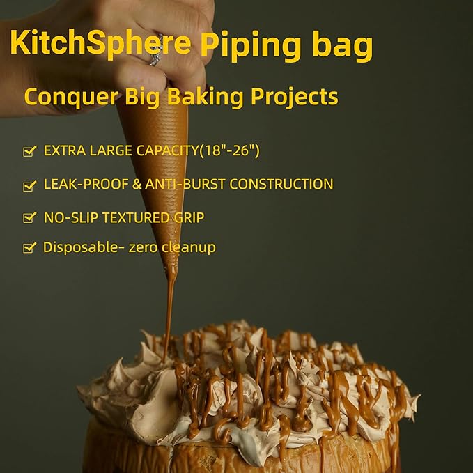 XXL 24 Inch Extra Large Piping Bags,100 Pack Disposable Pastry Bags,Thick Anti-Burst Icing Piping Pastry Bags For Frosting Decorating Cake Cupcake Cookie (XXL 24 Inch-100 Pack)