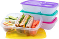 Bentgo Easyboxes - Original Stackable Lunch Boxes - Reusable 3-Compartment Food Containers for Kids and Adults - Bento Lunch Box for Meal Prep, School, & Work - BPA Free, Set of 4 (Brights)