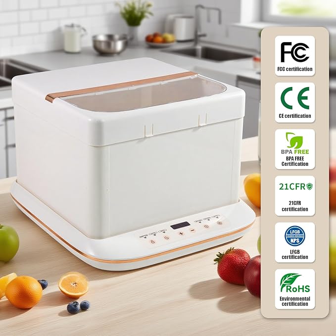 Folding Bread Proofing Box &Slow Cooker 0-120℃ Temp Control &10H Timer Designed for Home Baking Suitable for Bread Fermentation,Bread Baking,Pizza,Yogurt,Chocolate Tempering,Stews,Tea