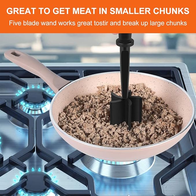 10Pcs Nylon Beef Smasher 5 Curve Blades Ground Beef Masher Heat Resistant Non Stick Meat Masher Tool Practical Ground Beef Smasher Reusable for Cooking