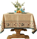 patdrea Designer French Linen Tablecloth for Rectangle Table,Beige Anti-Wrinkle Durable Floral Farmhouse Table Cloth,Decor Covers for Kitchen Dining,Tea Party,Christmas,Thanksgiving,63"x87"-Fram