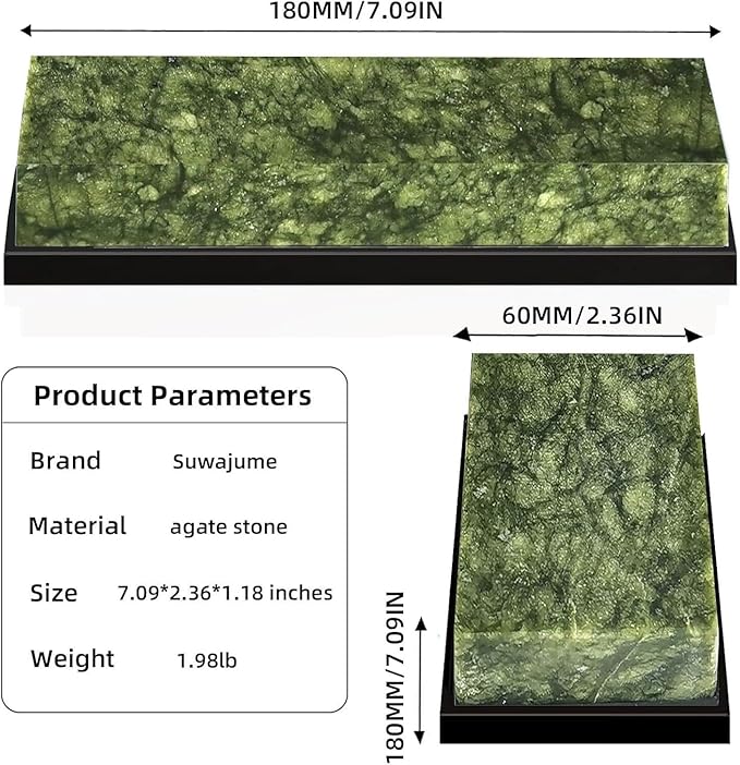 Knife Sharpening Stone,10000 Grit Sharpener Whetstone Final Fine Polishing Natural Green Honing Oilstone for Knives Tools,Cutting Tools (SET-A)