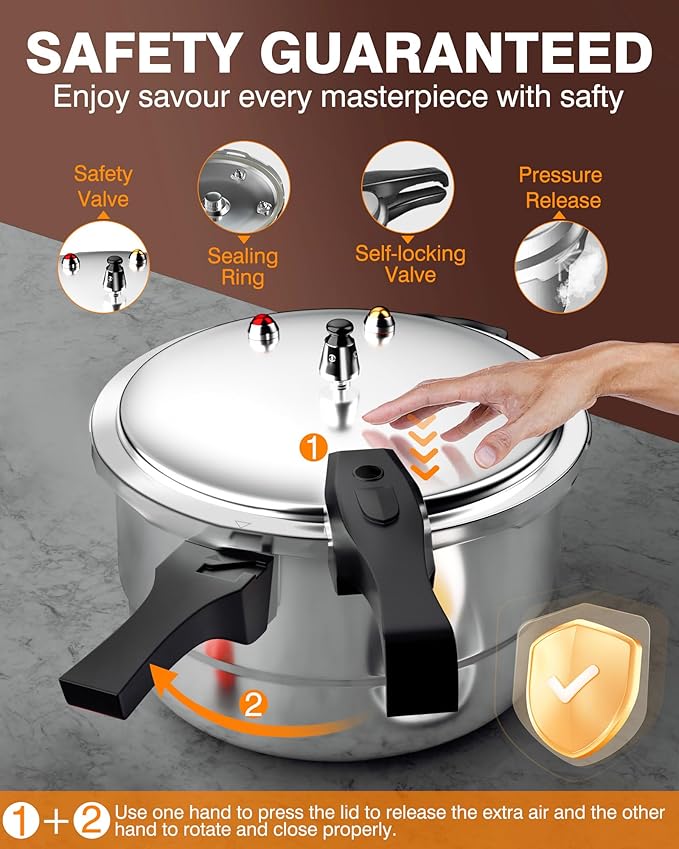 WantJoin 16Qt Aluminum Pressure Cooker w/Release Valve & Multiple Protective Devices,Pressure Canner Compatible with Gas & Induction Cooker,Canner Rack Included