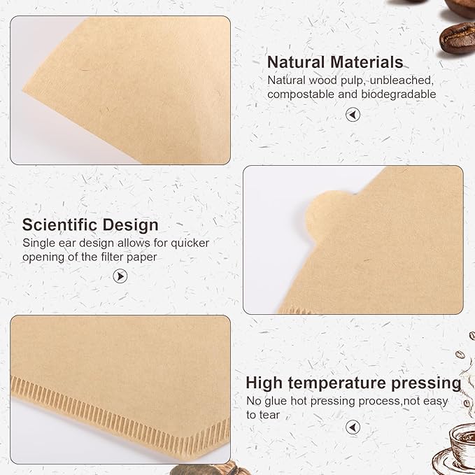 120 Count #4 Cone Coffee Filters 8-12 Cups, Disposable Natural Coffee Filters 4 Cone Paper Unbleached 4 Filters Paper Compatible with Ninja, Drip and Pour Over Coffee Maker