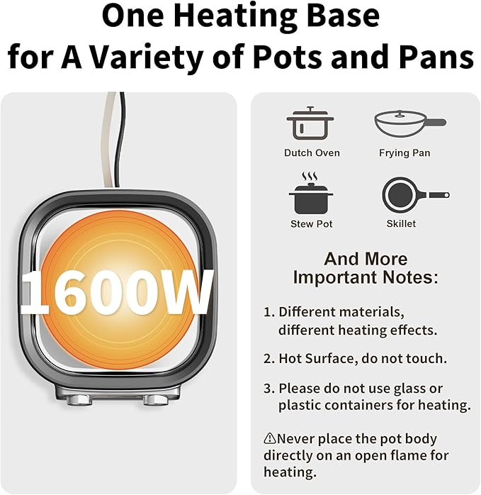 6-Quart Electric Skillet with Grill | Non-Stick PFOA-Free Ceramic-Coated Pot, 1600W, Timer & 3 Power Settings for Steak, Egg, Ramen (Includes Grill Tongs) Pot & Grill
