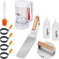 Stanbroil 10 Piece Griddle Breakfast Kit, Complete Griddle Accessories Set for Blackstone, Pancake Batter Dispenser, Stainless Steel Bacon Press & Scraper, Basting Brush, 4 Egg Rings & 2 Oil Bottle