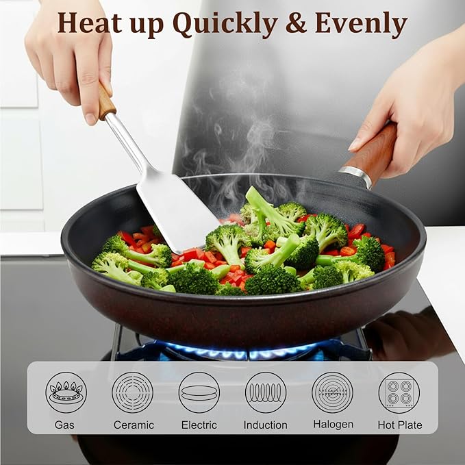 Pure Ceramic Frying Pan, Nonstick 10 Inch Ceramic Skillet (Crafted From Natural Clay Minerals Through Firing), PFAS-Free, Non Toxic/No Coatings Cooking Pan, Induction Pan (Black)