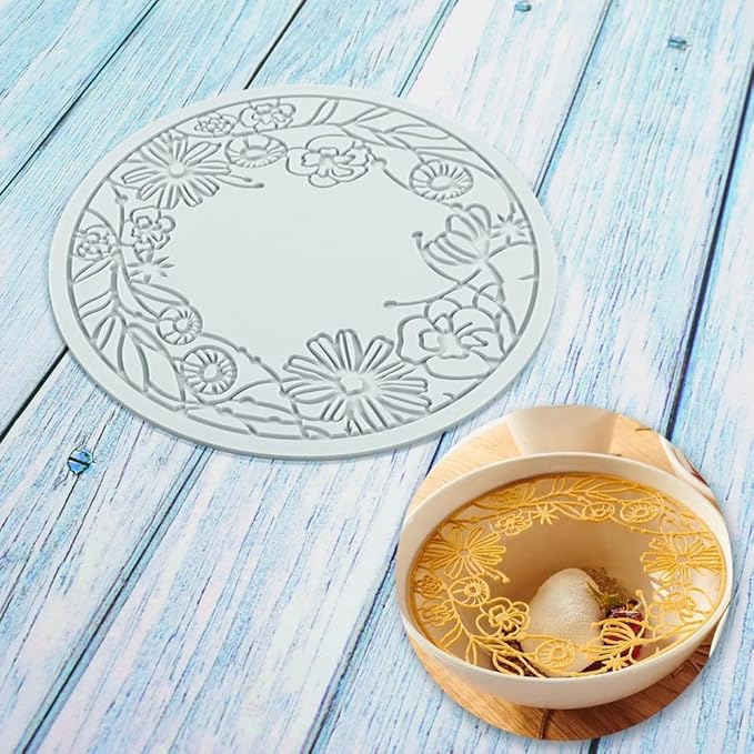 Silicone Molds 3D Hollow Leaf Chocolate Molds Honeycomb Bee Candy Mold Flower Pattern Fondant Mold Cake Topper Sugar Craft Decoration (I_Flower_7.32 * 0.12inch)